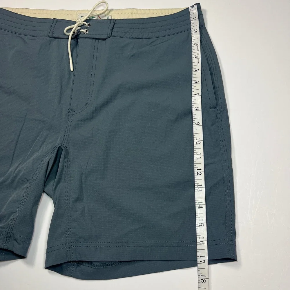 Wellen Board Shorts Mens 34 Slate Blue Ripstop Lace-Up Swim Trunks W-640006